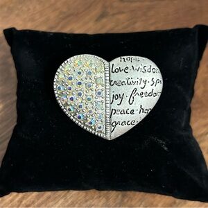 Vintage AJMC Heart Pin Brooch with Rhinestones